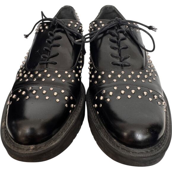 Stuart Weitzman Black Studded Patent Leather Platform Oxfords SW 88216 size 9 - Picture 6 of 16
